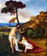 Palestine / Italy: 'Noli me tangere'. Mary Magdalene and Jesus by Titian (1490-1576), c. 1512